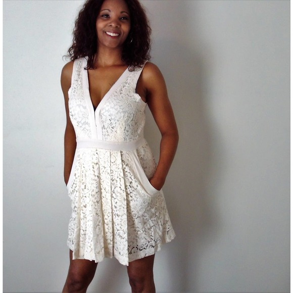 Free People Cream V neck Lace Dress - Picture 8 of 8